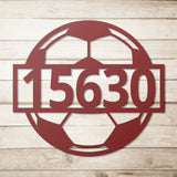 Soccer House Number Metal Sign