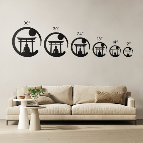 TORII GATE with Zen Circle Metal Wall Art