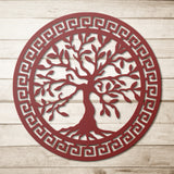 Tree of Life with Ancient Greek Border Metal Wall Art