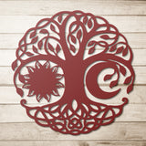 Tree of life with Sun and Moon Metal Wall Art