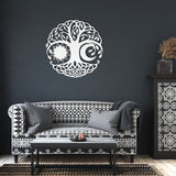Tree of life with Sun and Moon Metal Wall Art