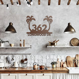 Tropical Palm Trees House Number Street Address Metal Sign