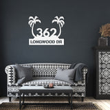 Tropical Palm Trees House Number Street Address Metal Sign