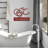 Veterinary Heart Paw Stethoscope Metal Wall Art