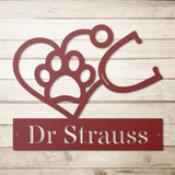Veterinary Heart Paw Stethoscope Metal Wall Art