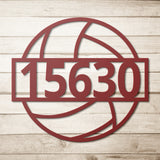 Volleyball House Number Metal Sign