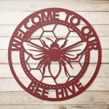 Welcome_to_our_Bee_Hive_Monogram_Metal_S_Red_Simple_Wood_BKGD_Mockup.png