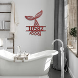 Whale House Number Metal Wall Art