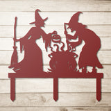 Witches with Cauldron Metal Yard Stake