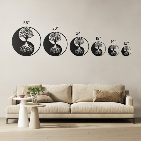 Yin Yang Tree of Life Metal Wall Art