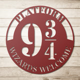 Platfrom 9 3/4 Wizards Welcome Metal Sign