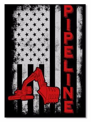 US Excavator Pipeline Flag Sticker