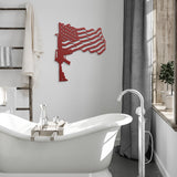 AR15 Waving American Flag Metal Wall Art