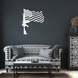 AR15 Waving American Flag Metal Wall Art