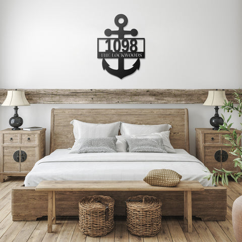 Anchor House Number Metal Sign