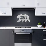 Bear House Number Metal Wall Art