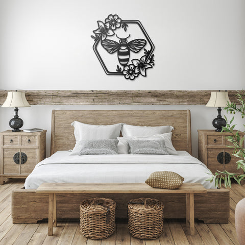 Bee Floral Metal Art