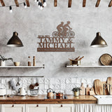 Bicycling Couple Metal Wall Art