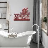 Bicycling Couple Metal Wall Art