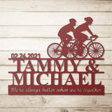Bicycling Couple Metal Wall Art