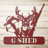 Crossbow Rifle Deer Hunting Metal Sign