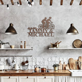 Cycling Couple Metal Wall Art