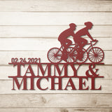 Cycling Couple Metal Wall Art