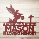 Dirt Biker Wings Memorial Metal Wall Art