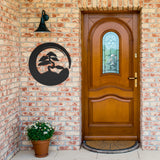 Enso Circle with Bonsai Tree Metal Wall Art