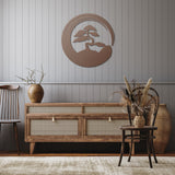 Enso Circle with Bonsai Tree Metal Wall Art