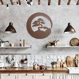 Enso Circle with Bonsai Tree Metal Wall Art