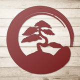 Enso Circle with Bonsai Tree Metal Wall Art