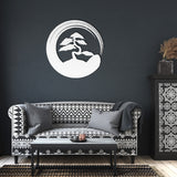 Enso Circle with Bonsai Tree Metal Wall Art