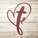 Faith Cross Heart Metal Wall Art