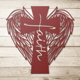 Faith Cross with Wings Metal Wall Art