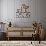 Female Surfer House Number Metal Sign