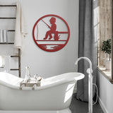 Fishing Boy Metal Wall Art