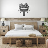 Floral Cross Metal Wall Art