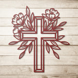 Floral Cross Metal Wall Art