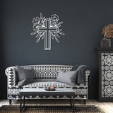 Floral Cross Metal Wall Art