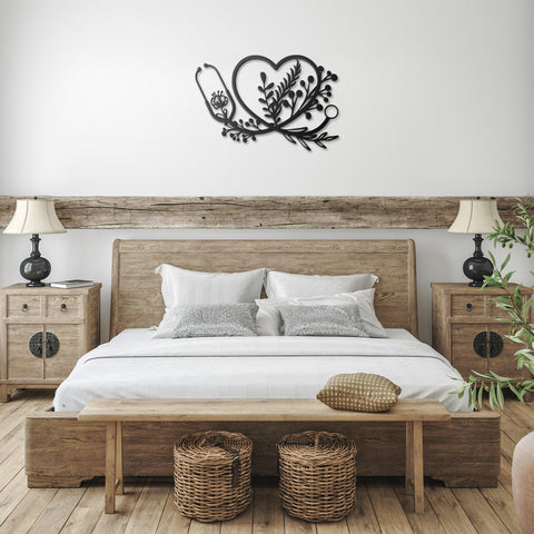 Floral Stethoscope Metal Wall Art