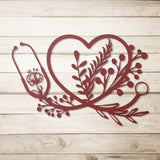 Floral Stethoscope Metal Wall Art