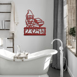 Gnome with Books Address Metal Sign