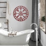 Vegvisir Runes and Valknut Metal Wall Art
