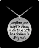 Pipeliner Wife Stainless Steel/Gold Laser Engraved Necklace