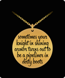 Pipeliner Wife Stainless Steel/Gold Laser Engraved Necklace