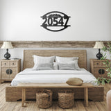 American Football House Number Metal Sign