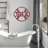 Baseball House Number Metal Sign