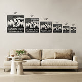 Bigfoot  in the Mountains with American Flag Family Name and Address Metal Sign
