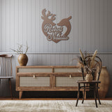 Deer and Buck Couple Names and Date Metal Wall Art